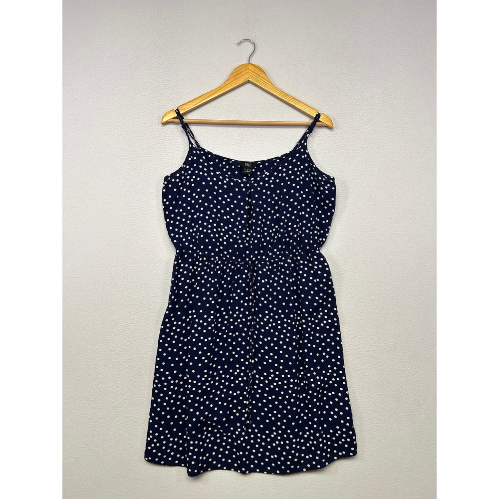 Retro Rockabilly Pinup F&F Womens 10 Navy Polka Dot Sleeveless Sun Dress